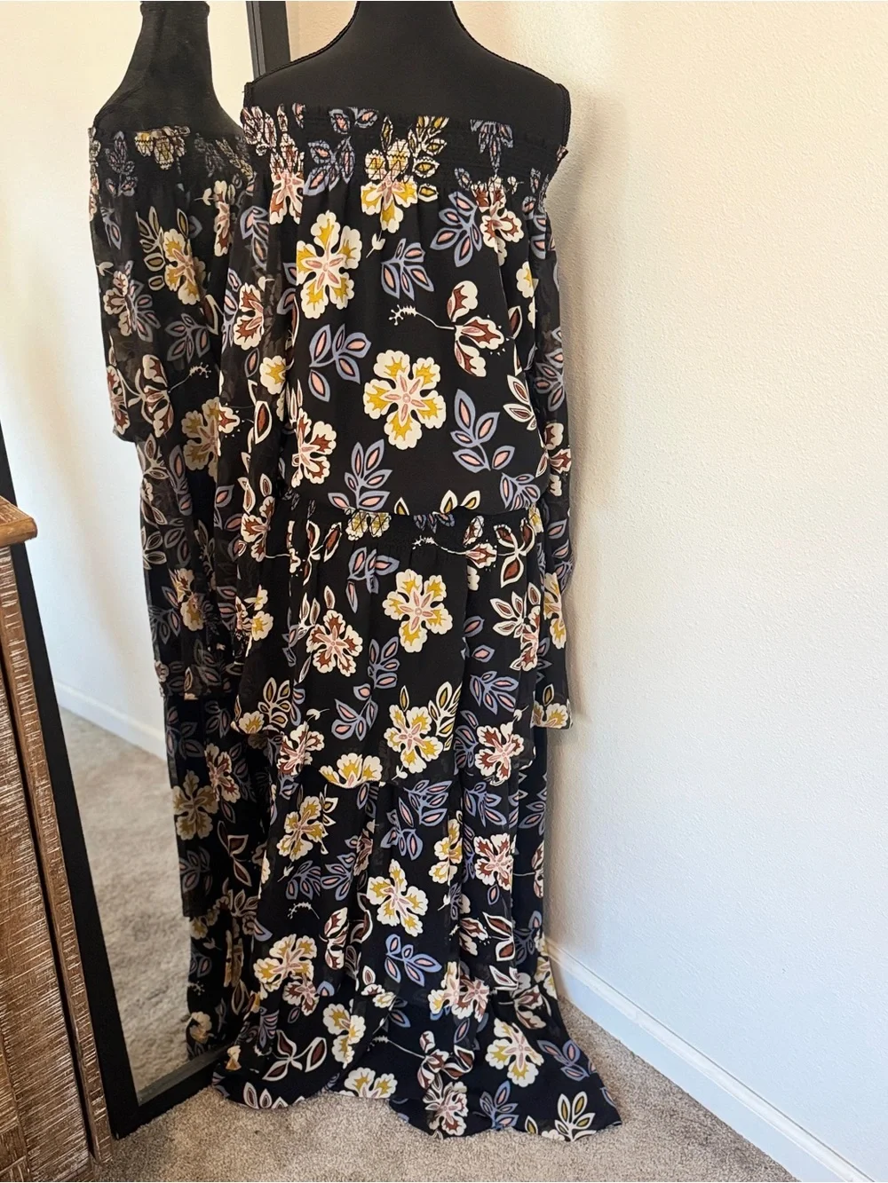 Tory Burch Indie Tiered 100% Silk Georgette Floral Maxi Dress 8